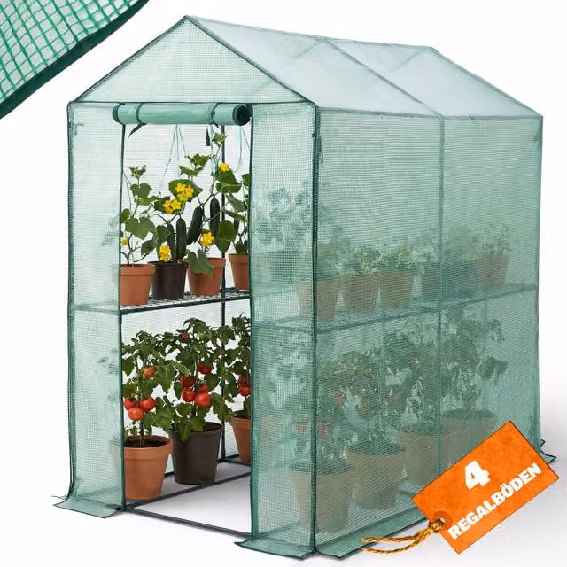 Szklarnia foliowa Gardebruk® zielona i przezroczysta ze stalową konstrukcją i regałami W x S x G: 190 x 186 x 120 cm