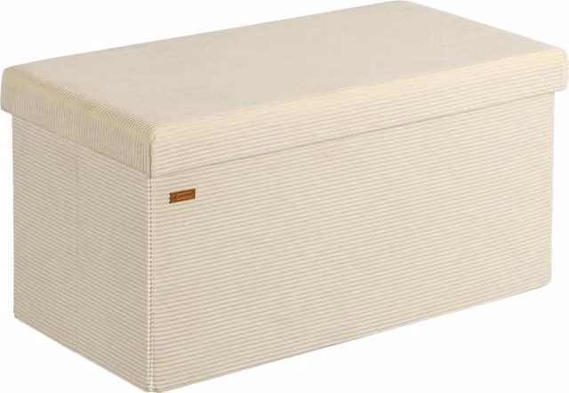 Rozkładana ława Casaria w kolorze beżowym z wykończeniem ze sznurka i MDF, W x S x G: 76 x 38 x 38 cm