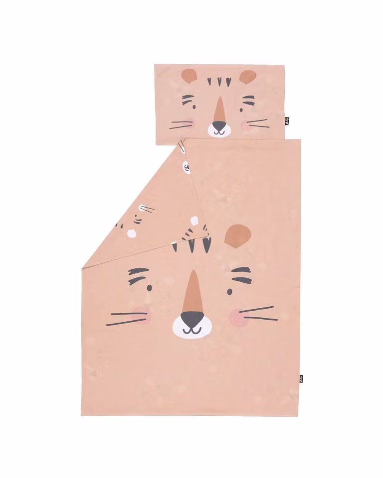 Pościel dziecięca Happy Tiger Yellowtipi, bawełniana, kolor beżowy, zestaw: poszewka na kołdrę 135 x 100 cm oraz poszewka na poduszkę 40 x 60 cm
