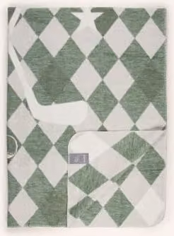 Miękki i dwustronny koc PAD Golf w kolorze zielonym z beżowym wykończeniem, 200 x 150 cm