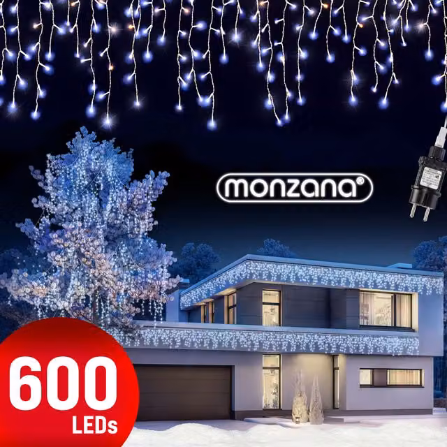 Łańcuch świetlny LED Monzana Lodowy Deszcz, kolor zimny biały, 20 m