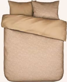 Pościel Essenza Raye beige z poszewkami i narzutą wykonana z bawełny mako satin