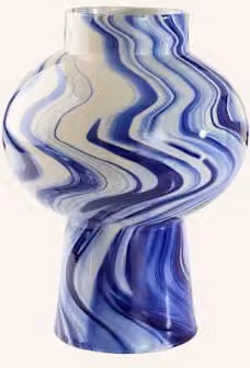 Ceramiczny wazon Jotex Wave o abstrakcyjnym wzorze w kolorze niebiesko-szarym