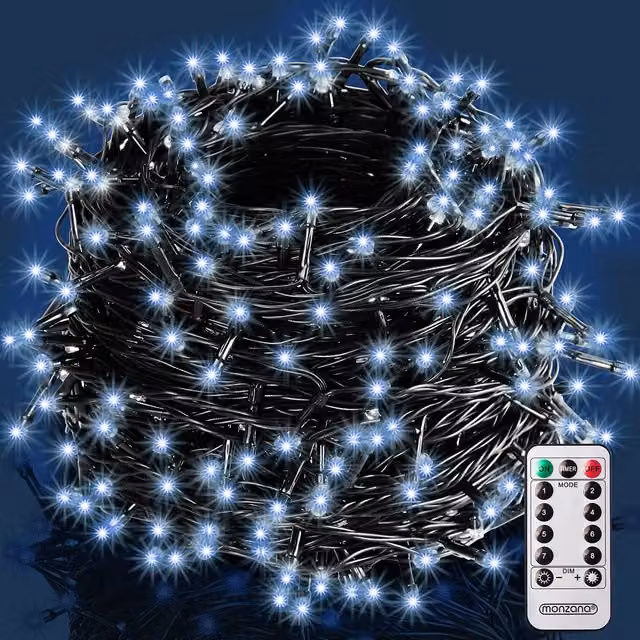 Lampki choinkowe LED Monzana 400 sztuk, Zimna Biel, 40m, z pilotem, timerem i funkcją ściemniania, IP44