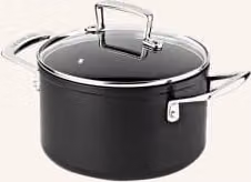 Garnek Le Creuset z pokrywką szklaną, aluminium, nieprzywierający, kolor czarny