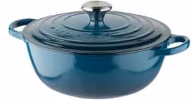 Brytfanna Le Creuset Signature wykonana z emaliowanego żeliwa w kolorze niebieskim i turkusowym o średnicy 26 cm