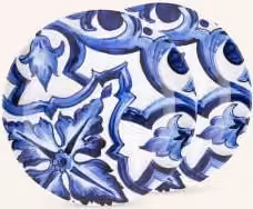 Zestaw 2 talerzy deserowych Dolce & Gabbana Casa w kolorze niebiesko-białym z motywem kwiatowym, porcelana