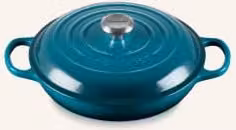 Brytfanna emaliowana Le Creuset Gourmet z żeliwa w kolorze niebieskim petrol