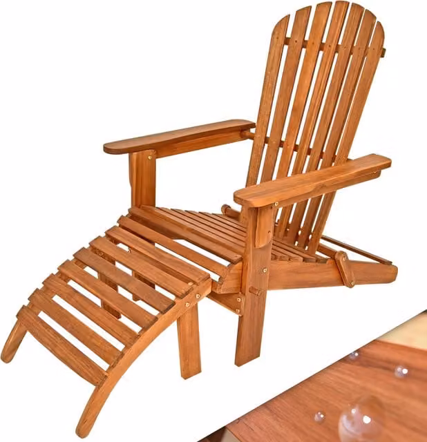 Leżak Adirondack Casaria z podnóżkiem wykonany z drewna akacjowego w kolorze brązowym