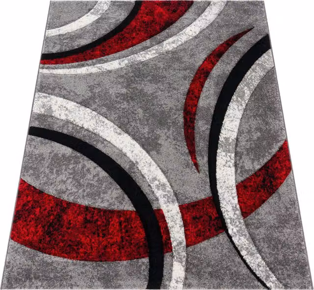 Nowoczesny dywan Bravo o wzorze abstrakcyjnym, kolor wielokolorowy (czerwony, czarny, biały, szary), Szerokość: 80 cm, Długość: 300 cm