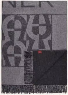 Pled A-Modular Aigner szary, dwustronny koc z frędzlami z bawełny i poliestru W x S: 140 x 195 cm