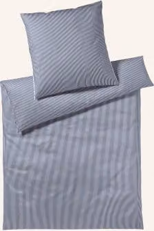 Elegancja Pościel Hamburger Streifen w kolorze niebiesko-beżowym z satyny makowej, zestaw z poszewką na poduszkę 80x80 cm i poszwą na kołdrę