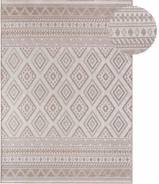 Dywan wewnętrzny i zewnętrzny Verona beżowy boho W: 80 cm, D: 250 cm