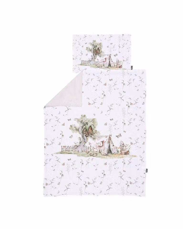 Bawełniana pościel dziecięca Yellowtipi Treehouse w kolorze białym, zestaw: poszewka na kołdrę 100 x 135 cm i poszewka na poduszkę 40 x 60 cm