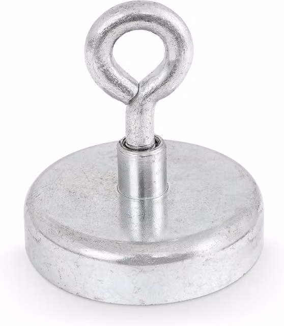 Srebrny magnes Trotec o średnicy 60 mm z oczkiem 8 mm