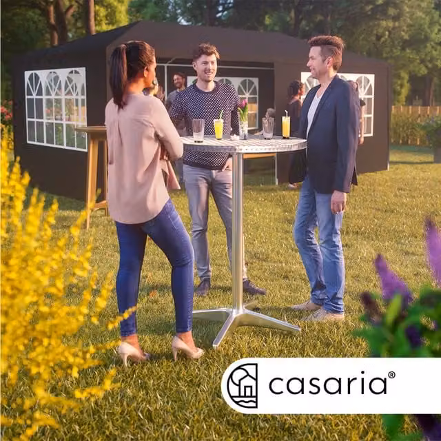 Składany stolik barowy 2w1 Casaria Bistro z regulacją wysokości, srebrny, Średnica: 60 cm, Wysokość: 70-115 cm