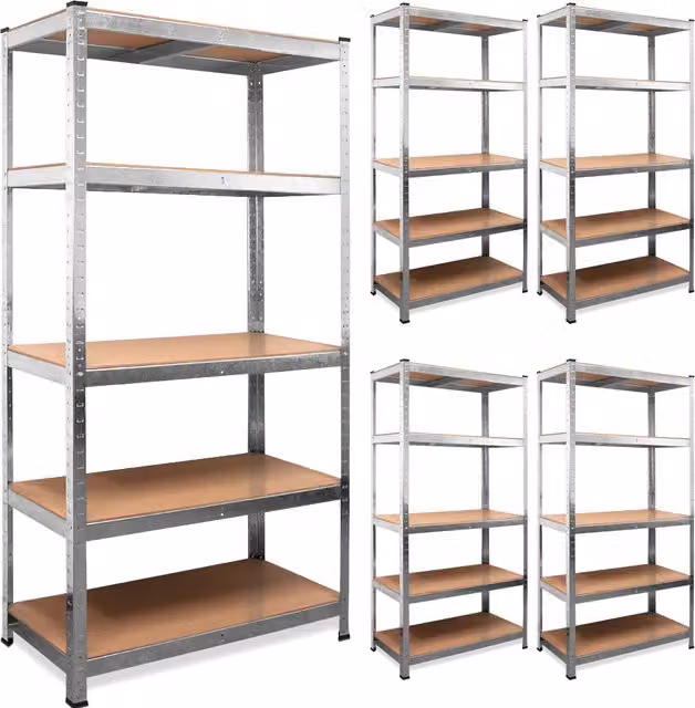 Zestaw 5 ocynkowanych półek metalowych Deuba kolor srebrny W x S x G: 180 x 90 x 40 cm