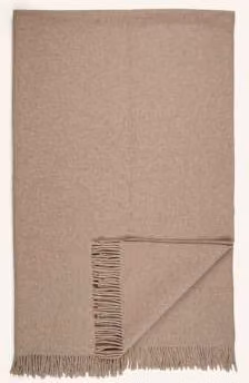 Pled Magniberg beige z wełny, dwustronny z frędzlami