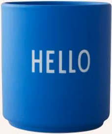 Kubek Design Letters Hello niebieski z porcelany