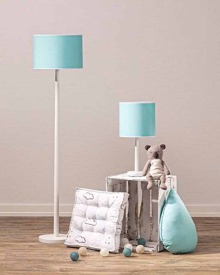 Lampa stojąca Mint Happiness Yellowtipi w kolorze zielonym z drewnianym wykończeniem, Wysokość: 60 cm, Szerokość: 25 cm, Głębokość: 25 cm