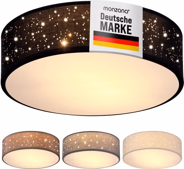 Lampa sufitowa MONZANA czarna materiałowa Ø38 cm efekt gwieździstego nieba