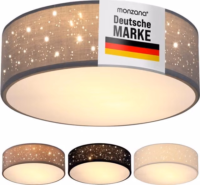 Lampa sufitowa MONZANA Szara Materiałowa Ø38cm Gwieździste niebo
