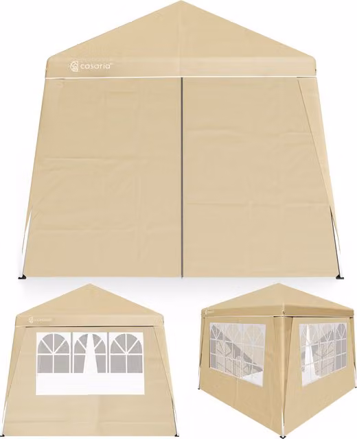Składana altana ogrodowa CASARIA Capri w kolorze beige z 4 ścianami bocznymi i oknami, W x S x G: 250 x 300 x 250 cm