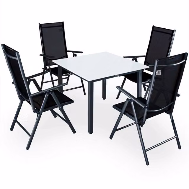 Zestaw mebli ogrodowych CASARIA w kolorze antracytowym z matowym szkłem i aluminiową konstrukcją
