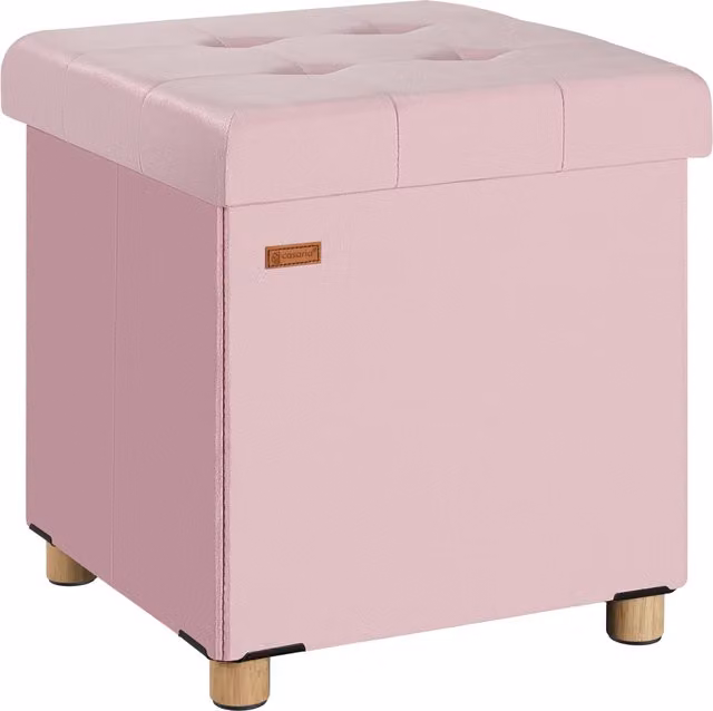 Różowy aksamitny stołek Casaria o nowoczesnym designie W 42 cm x S 38 cm x G 38 cm