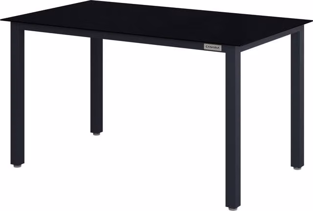 Stół ogrodowy Casaria prostokątny z szklanym blatem, czarny antracyt, aluminiowy, W x S x G: 75 x 150 x 90 cm