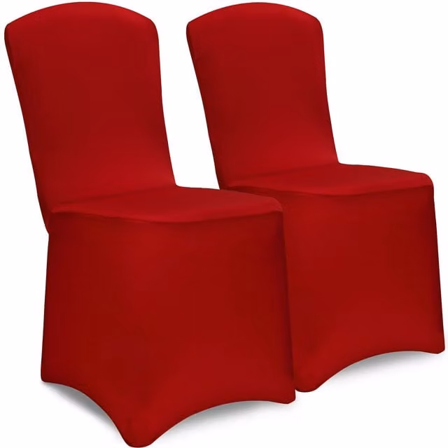 Zestaw 2 elastycznych pokrowców na krzesła jadalniane w kolorze czerwonym, materiał stretch z technologią Detex®