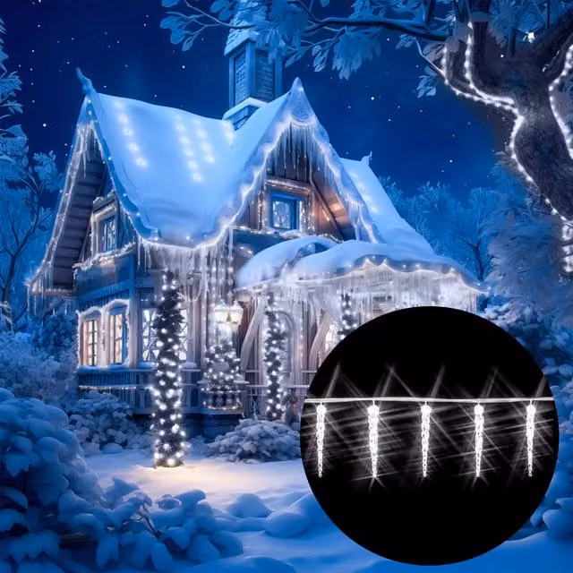 Lampki choinkowe LED Monzana Sople Lodu Cool White 80 szt. 13 m