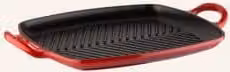 Patelnia grillowa Le Creuset Signature wykonana z żeliwa emaliowanego, kolor czerwony