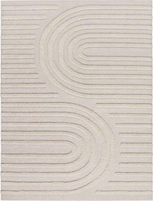 Dywan Geneva beżowy o wzorze abstrakcyjnym w stylu boho, W x S: 120 x 160 cm