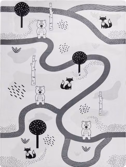 Zmywalny dywan dla dzieci Chiko biało-szary o wzorze zwierzęcym W x S: 80 x 150 cm