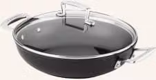 Patelnia Le Creuset z pokrywką szklaną, aluminium, nieprzywierająca, kolor czarny