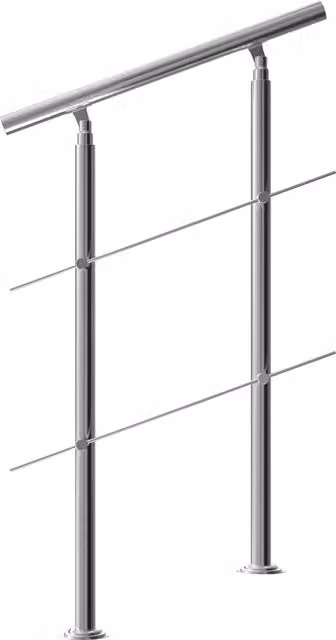 Balustrada na schody Monzana ze stali nierdzewnej w kolorze srebrnym, Wysokość: 80 cm, 2 pręty