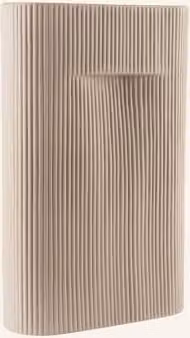 Ceramiczny wazon Muuto Ridge w kolorze beżowym o prążkowanej strukturze