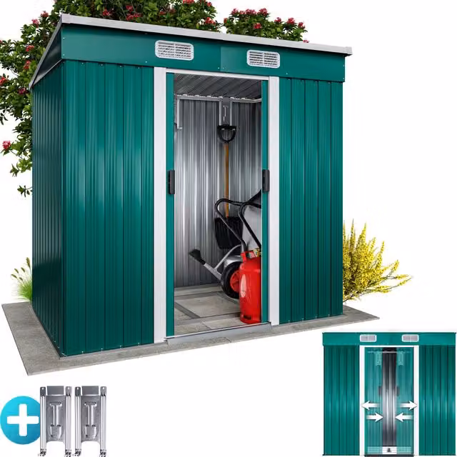Zielona szopa ogrodowa metalowa Gardebruk® W x S x W: 196 x 122 x 180 cm