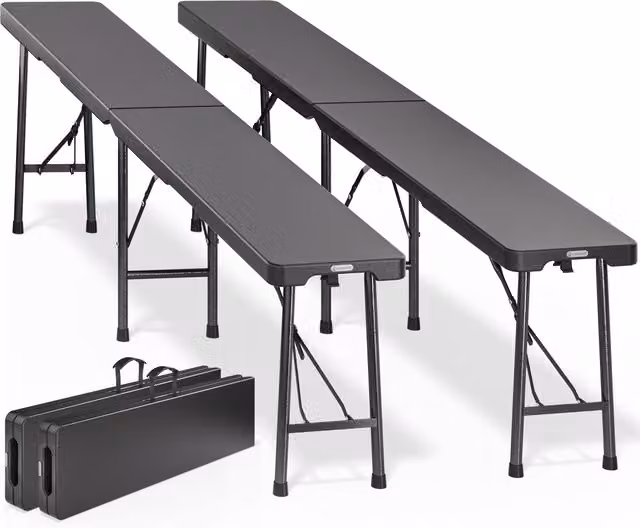 Zestaw 2 sztuk łwek ogrodowych Casaria w kolorze antracytowym, plastik i metal, długość 180 cm