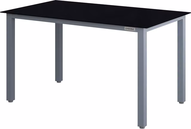 Stół ogrodowy Casaria prostokątny aluminiowy z blatem szklanym srebrny W: 150 cm, G: 90 cm, W: 75 cm