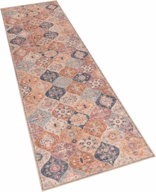 Wielokolorowy dywan orientalny Sami o wzorze modern, kolor turkusowy, wymiary: 80 x 300 cm