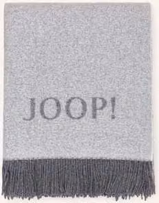 Pled Joop! Fine Doubleface szary z wełny i kaszmiru z frędzlami 180 x 130 cm