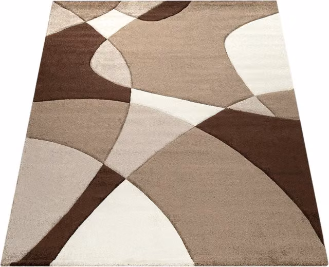 Nowoczesny dywan Diamora o wzorze geometrycznym, kolor brązowy, czarny, biały i szary, W x S: 80 x 300 cm