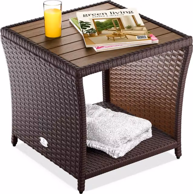 Stolik boczny Casaria polirattanowy brązowy W x S x G: 45 x 45 x 40 cm