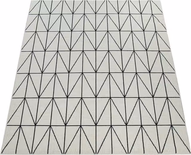 Dywan wewnętrzny i zewnętrzny Bruna biały geometryczny W x S: 80 x 150 cm