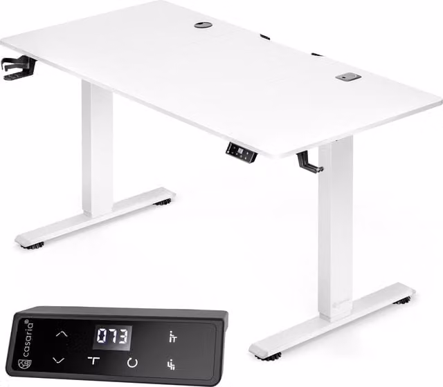 Biurko regulowane elektrycznie Casaria białe S/G/W: 120 x 60 x 72-117 cm