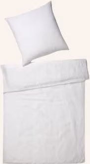 Elegante pościel Breeze weiss w kolorze białym, komplet z poszewką na kołdrę i poduszkę 80x80 cm, materiał bawełniano-lniany