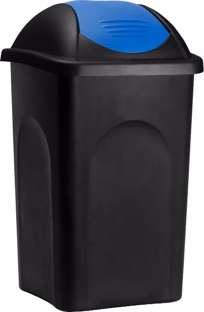 Kosz na śmieci Stefanplast Swing o pojemności 60L, kolor czarno-niebieski, plastikowy