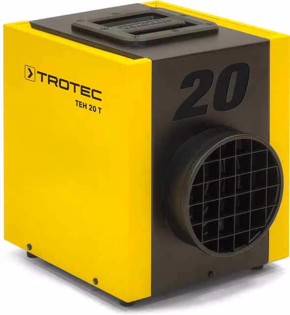 Elektryczny nagrzewacz wentylatorowy Trotec TEH 20 T w kolorze żółtym z termostatem